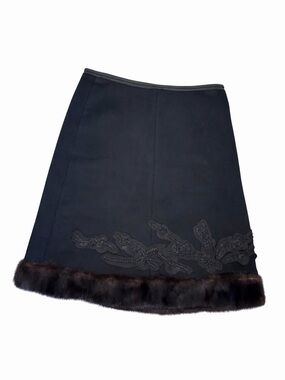 Prada Vintage Wool Angora Skirt with Danish Mink Trim – Made in Italy